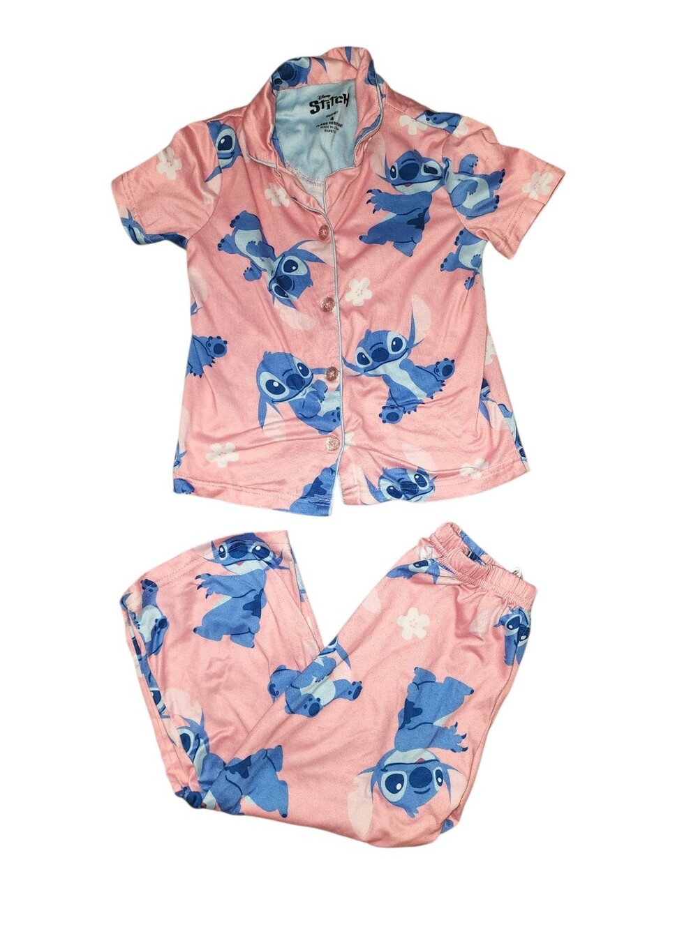 Disney Pink and Blue Stitch Short-Sleeve Pajama Set